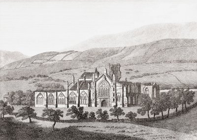 Abbaye de Melrose, Abbaye de Sainte-Marie, Melrose, Scottish Borders, Écosse (gravure) - Unknown artist