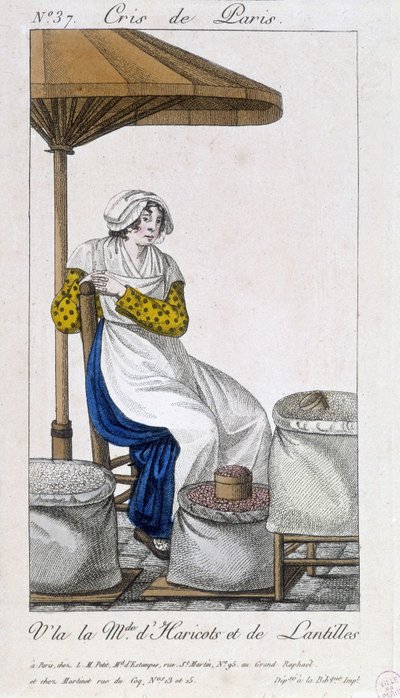 Marchand de haricots et lentilles sèches - dans «Cris de Paris», début 19e siècle - Unknown artist
