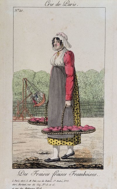 Marchand de fraises et de framboises - dans "Cris de Paris", début 19e siècle - Unknown artist