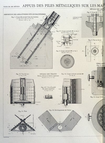 Piles métalliques de la tour Eiffel - design industriel - Unknown artist