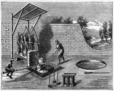 Métallurgie au XVIIIe siècle : maison amovible pour forgerons ambulants. - Unknown artist
