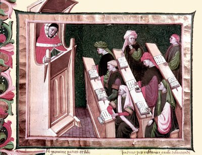 Moyen Âge : Enseignement dans une université. Manuscrit du début du 15ème siècle. Biblioteca Nazionale Centrale de Florence - Unknown artist