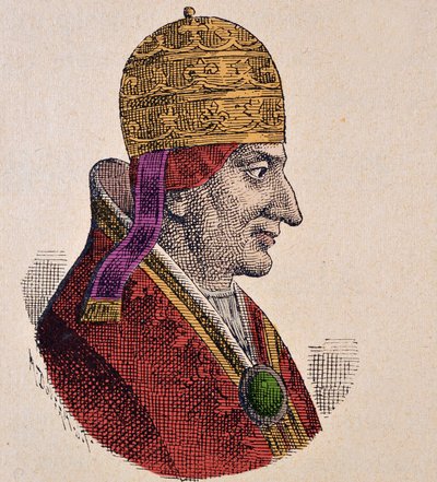 Moyen Âge : représentation du pape Alexandre III (Alessandro) (1105-1181) Gravure de "La storia dei papi del card. Hergenrother" 1898 - Unknown artist