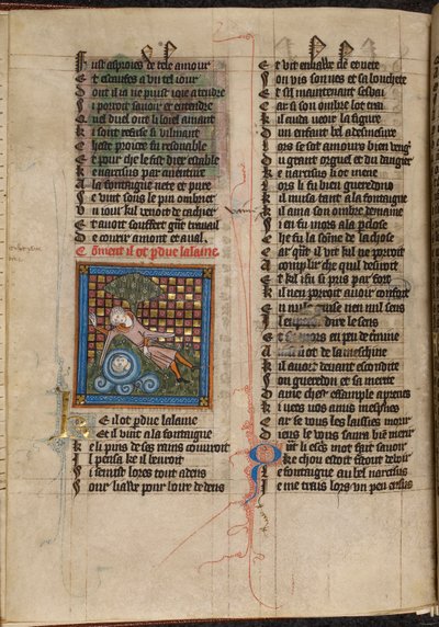Miniature de Narcisse admirant son reflet dans une fontaine, de 