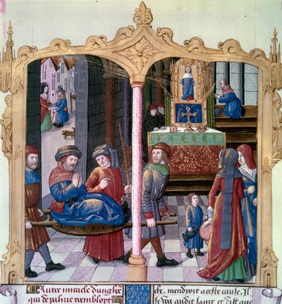 Miracles de Saint Louis : le roi Louis IX (1214-1270) guérit un paralytique - Unknown artist