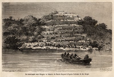 Montagne des Singes, le long du fleuve Sénégal, peu après les chutes de Gouina (Mali). Gravure pour illustrer le voyage du lieutenant Mage au Soudan occidental entre 1863 et 1866, publié dans « Le tour du monde, nouveau journal des voyages » sous la direct - Unknown artist