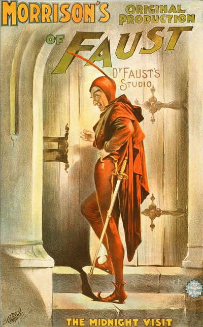 Production originale de Faust par Morrison : la visite de minuit - affiche pour une pièce de théâtre : illustration de la visite de Faust - Unknown artist