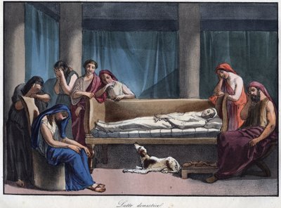 Deuil dans une maison romaine - gravure de 