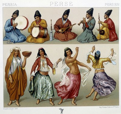 Musiciens et danseurs en Perse - dans « Le costume historique » par Racinet - Unknown artist
