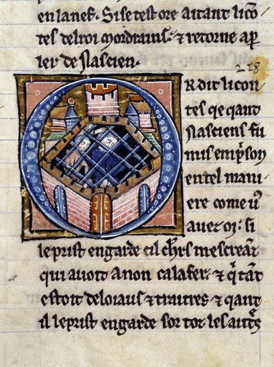 Nascion en prison. Manuscrit : Conquête du Saint Graal, écrit 717 ans après la passion de notre seigneur. Bibliothèque municipale de Rennes, ms. 255 (Collection de romans de la Table Ronde); Paris - Unknown artist