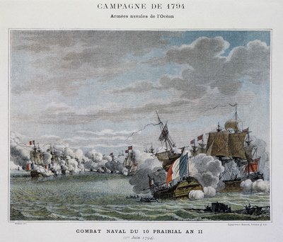 Combat naval, du 10 prairial An II (1794) - dans "Les batailles navales de Napoléon" - Unknown artist
