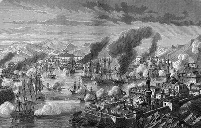 Bataille de Navarin de la Triple Alliance contre la flotte turco-égyptienne le 28 octobre - Unknown artist