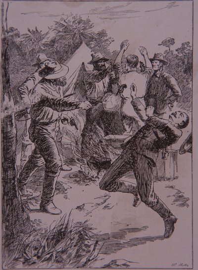 Ned Kelly tue le policier Lonigan à Stringybark Creek en 1878 - Unknown artist