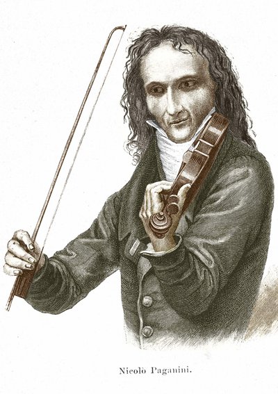 Niccolo Paganini (1782 - 1840) joue sur son Stradivarius. - Unknown artist