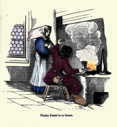 Nicolas Flamel (1330 - 1418) avec sa femme - Unknown artist