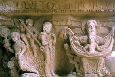 Art normand à Monreale (Sicile) : chapiteaux du Cloître des Bénédictins représentant le Christ et Dieu - Unknown artist