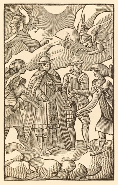 Maintenant, maintenant regardez comment les saints pèlerins chevauchent, les nuages sont leurs chars, les anges sont leurs guides de Le Voyage du pèlerin de ce monde à celui qui est à venir par John Bunyan (1628-1688) Christian et - Unknown