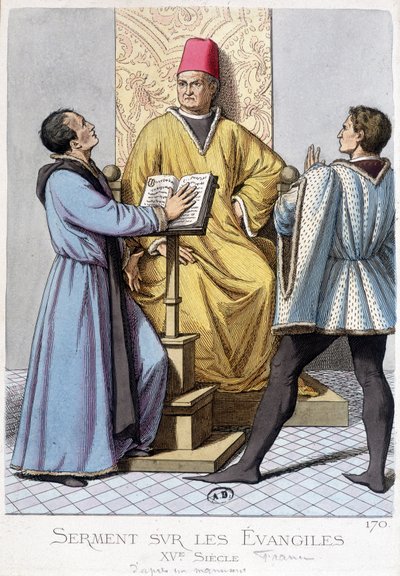 Serment sur les Évangiles, France XVe siècle. - Unknown artist