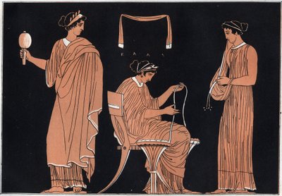 Odyssée par Homère : Pénélope et ses servantes - gravure de « Usi e Costumi di Tutti i Popoli dell