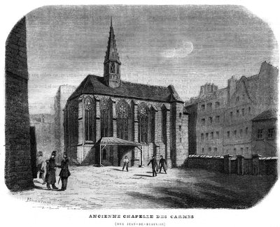 Ancienne Chapelle des Carmes rue Jean de Beauvais à Paris dans le 5e arrondissement. Gravure de 1858. - Unknown artist