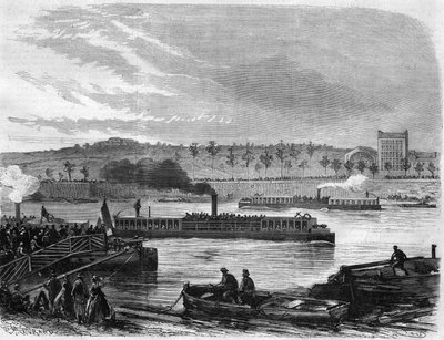 Bateaux à vapeur omnibus de Paris, France. Gravure dans "L