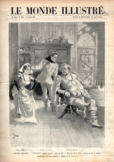 Opéra « Falstaff » de Giuseppe Verdi (1813-1901), comédie lyrique en trois actes par Arrigo (ou Enrico) Boito, représentée à l