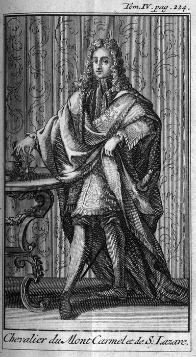Ordres de Chevalerie. Chevalier du Mont Carmel et Saint Lazare en France au 17ème siècle. Dans "Histoire des ordres militaires ou chevaliers, des milices séculières et régulières des deux sexes, qui ont été établies jusqu