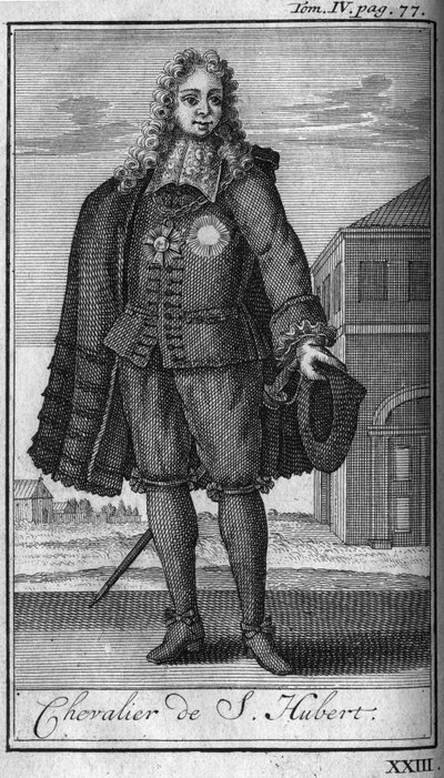 Ordres de Chevalerie. Chevalier de Saint Hubert au Duché de Juliers au 15ème siècle. Tiré de l