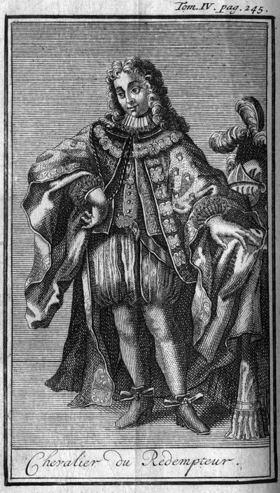 Ordres de Chevalerie. Chevalier du Rédempteur ou du précieux sang de Jésus dans le Duché de Mantoue au 17ème siècle. Dans « Histoire des ordres militaires ou chevaliers, des milices séculières et régulières des deux sexes, qui ont été établis jusqu