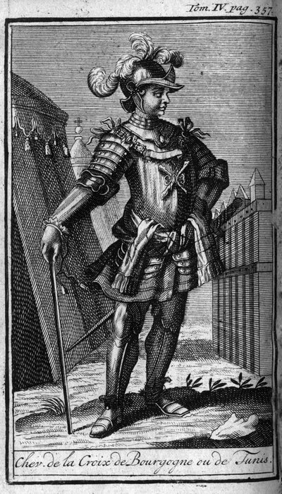 Ordres de Chevalerie. Chevalier de la croix de Bourgogne ou de Tunis. Dans « Histoire des ordres militaires ou chevaliers, des milices séculières et régulières des deux sexes, qui ont été établies jusqu