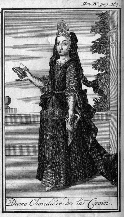 Ordres de Chevalerie. Dame Chevalière de la Croix en Autriche au 17ème siècle. Dans "Histoire des ordres militaires ou chevaliers, des milices séculières et régulières des deux sexes, qui ont été établies jusqu