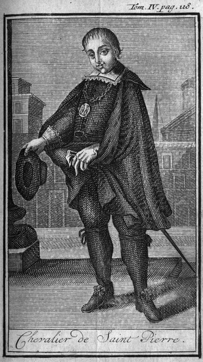 Ordres de chevalerie. Chevalier de Saint-Pierre à Rome au 15e siècle. Dans « Histoire des ordres militaires ou chevaliers, des milices sécurisées et routinières des deux sexes, qui ont été établies jusqu