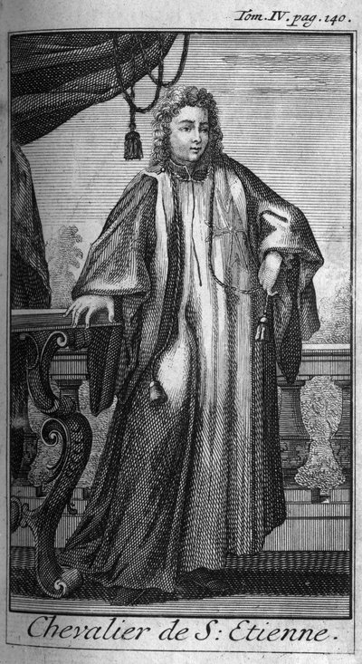Ordres de Chevalerie. Chevalier de Saint-Étienne en Toscane au 16ème siècle. Dans « Histoire des ordres militaires ou chevaliers, des milices séculières et régulières des deux sexes, qui ont été établies jusqu