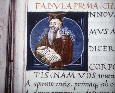 Ovide (Ovidio) (43 av. J.-C. - 17 ou 18 ap. J.-C.) représenté dans un manuscrit du 15ème siècle. Bibliothèque Municipale de Rimini - Unknown artist