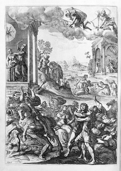 Ovide (Ovidius) - illustration pour le livre 15 - (P. Ovidii Nasonis Metamorphose libri XV um notis TH. Farnabii.) note de Thomas Farnaby (Farnabia) (1575-1647) - Unknown artist