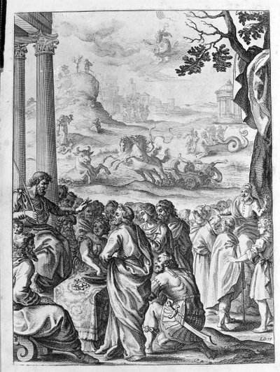 Ovide (Ovidius) - illustration pour le livre 15 - (P. Ovidii Nasonis Metamorphose libri XV um notis TH. Farnabii.) note de Thomas Farnaby (Farnabia) (1575-1647) - Unknown artist