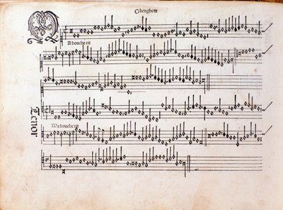 Page de partition musicale de Harmonice Musices Odhecaton par Ottaviano Petrucci (1501) - Unknown artist