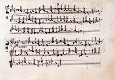 Page de partition musicale de Harmonice Musices Odhecaton par Ottaviano Petrucci (1501) - Unknown artist