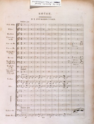Page de partition musicale de Moïse en Égypte par Gioacchino Rossini - Unknown artist