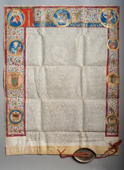 Bulle papale. Pape Paul III, Eucharistique. Parchemin. Miniature. 1535. - Unknown artist
