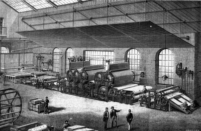 Fabrication du papier au XIXe siècle. - Unknown artist