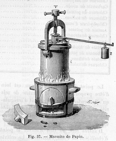 Pot de Papin (ancêtre de la cocotte-minute) - gravure - Unknown artist