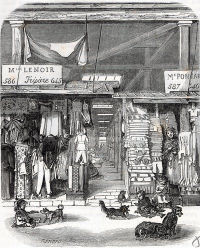 Paris 3e arrondissement - Carré de Flore : linge au Carreau du Temple au XIXe siècle - Gravure dans « Tableau de Paris » par Edmond Texier - Unknown artist