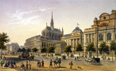 Paris : vue du Palais de Justice, gravure 1ère moitié du 19e siècle - Unknown artist