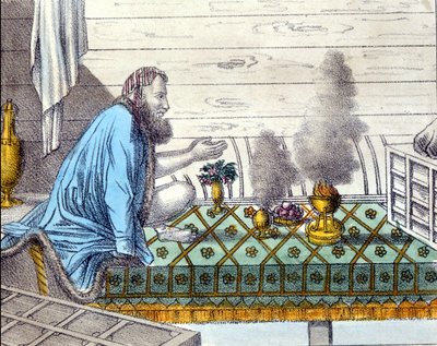 Parsis (descendants des Zoroastriens de Perse qui ont émigré en Inde à partir du 8ème siècle) en adoration du feu - Unknown artist
