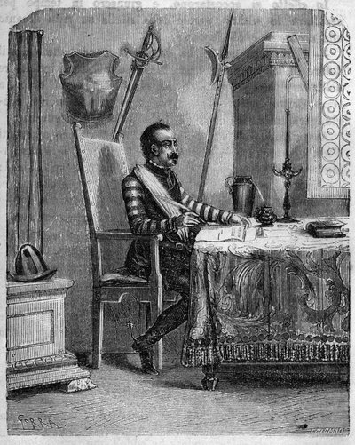 Pascal Paoli (1725-1807), patriote corse dans son studio. Dans "Pasquale Paoli ossia la rotta di Pontenuovo" par F.D. Guerrazzi. 1872 - Unknown artist
