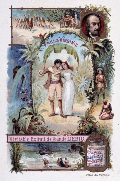 Paul et Virginie. Roman par Henri Bernardin de Saint-Pierre, écrivain français (1737-1814). Illustration par V. Massé - vignette publicitaire Liébig - Unknown artist