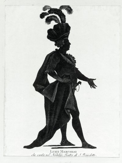 Performance du castrat italien Luigi Marchesi (1754 - 1829) également connu sous le nom de Marchesini chantant au théâtre de San Benedetto. - Unknown artist