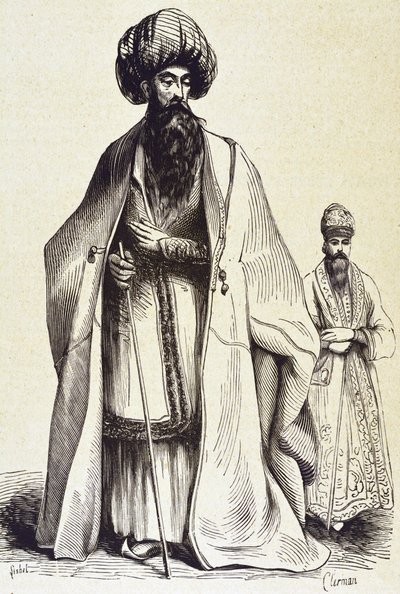Perse (XIXe siècle). Mollach et maître de cérémonie. Gravure. Collection privée - Unknown artist