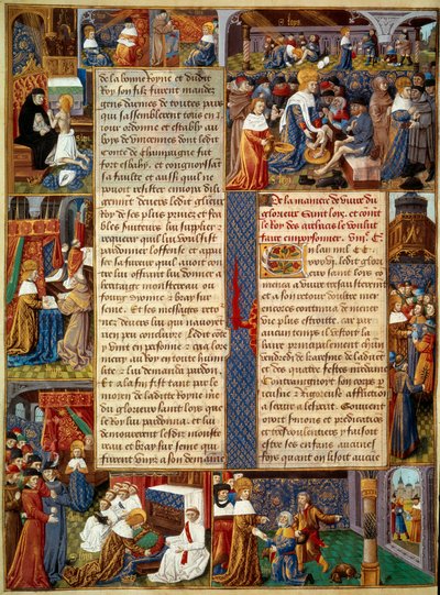 Scène pieuse : Le roi Louis IX (1214-1270) (Saint Louis) lavant les pieds des pauvres - Unknown artist
